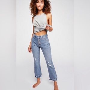 Free People Dylan Distressed High Rise Boot Cut jeans s 31